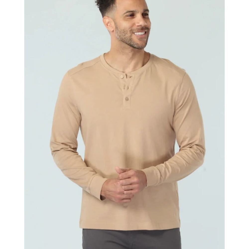 Vustra NWT Long Sleeve Henley Beige Size XL Organic Cotton